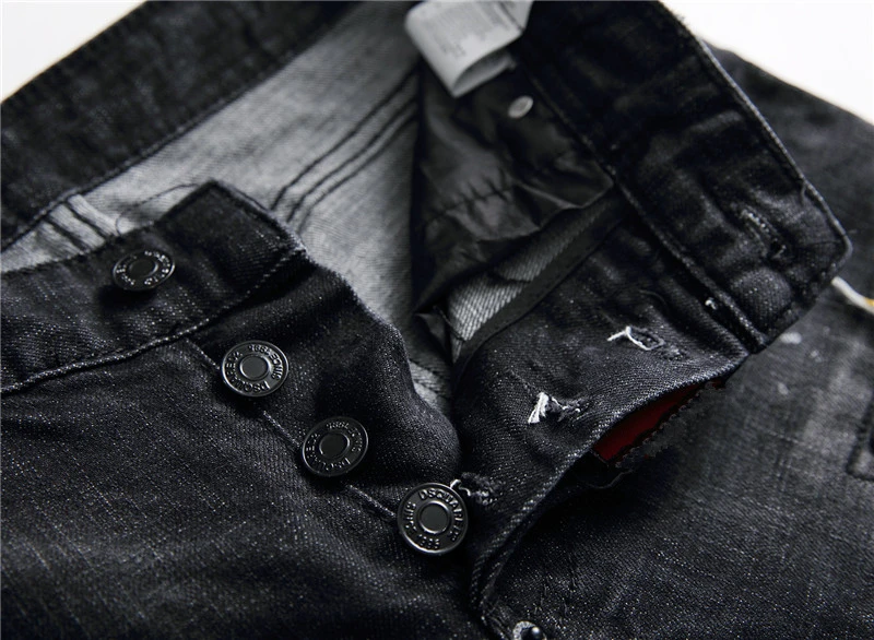 

New jeans men torn ripped splice paint clothing pants mens skinny black jeans trousers streetwear for Winter hip hop