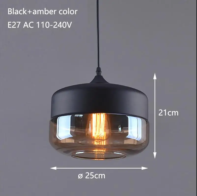 Scandinavian restaurant bar single head chandelier creative retro lamp loft glass black American simple kitchen | Лампы и освещение