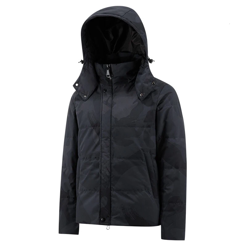 

New Winter Men White Duck Down Jacket Thick Warm Camouflage Coats Male Casual Hooded Stand Collar Windproof Breathable Parkas