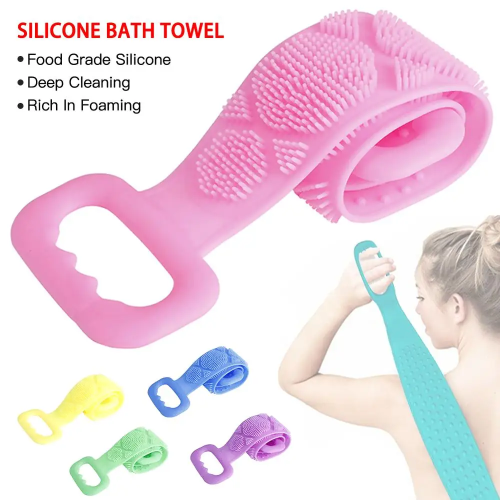 

Bath Shower Silicone Body Brush Bath Belt Exfoliating Back Brush Belt Wash Clean 23.6inch Bath Scrub Belt Towel Dropshipping
