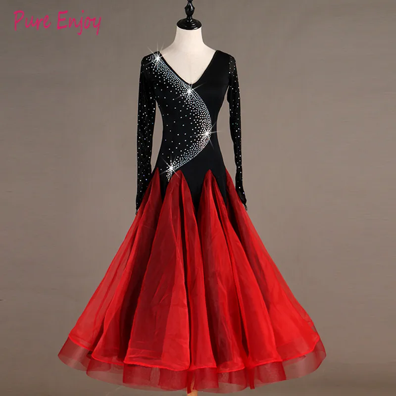 

Womens ballroom dance dresses Tango standard waltz flamenco long sleeve black red buy dress for ballroom dancing lace children