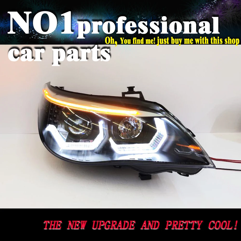 

car accessories For 5 Series E60 headlights 2003-2007 For E60 LED head lamp Angel eye led DRL front light Xenon Lens