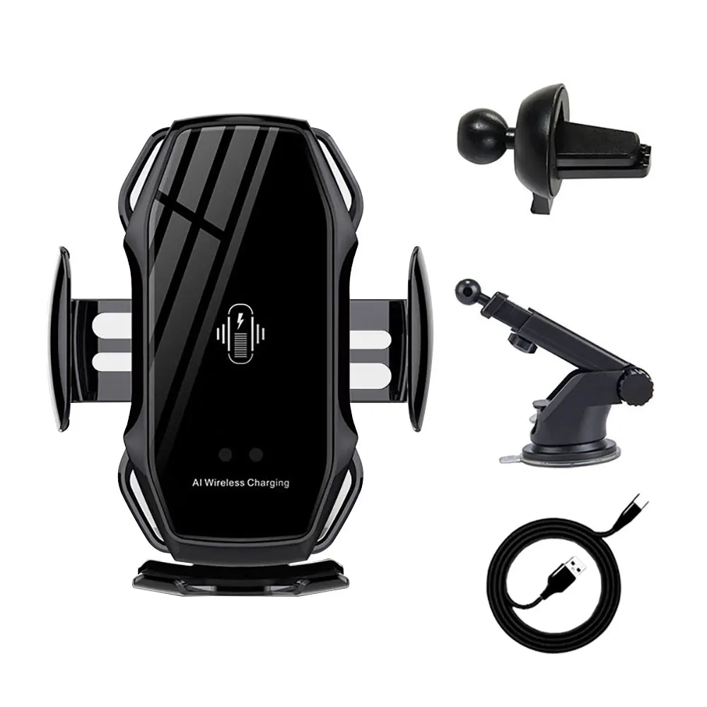 Black With Holder 10 Вт автоматическое зажимное Беспроводное зарядное устройство Автомобильный держатель телефона для Samsaung быстрая Беспроводная зарядка для iPhone X 8 Qi Беспроводное зарядное устройство - Цвет: Black With Holder