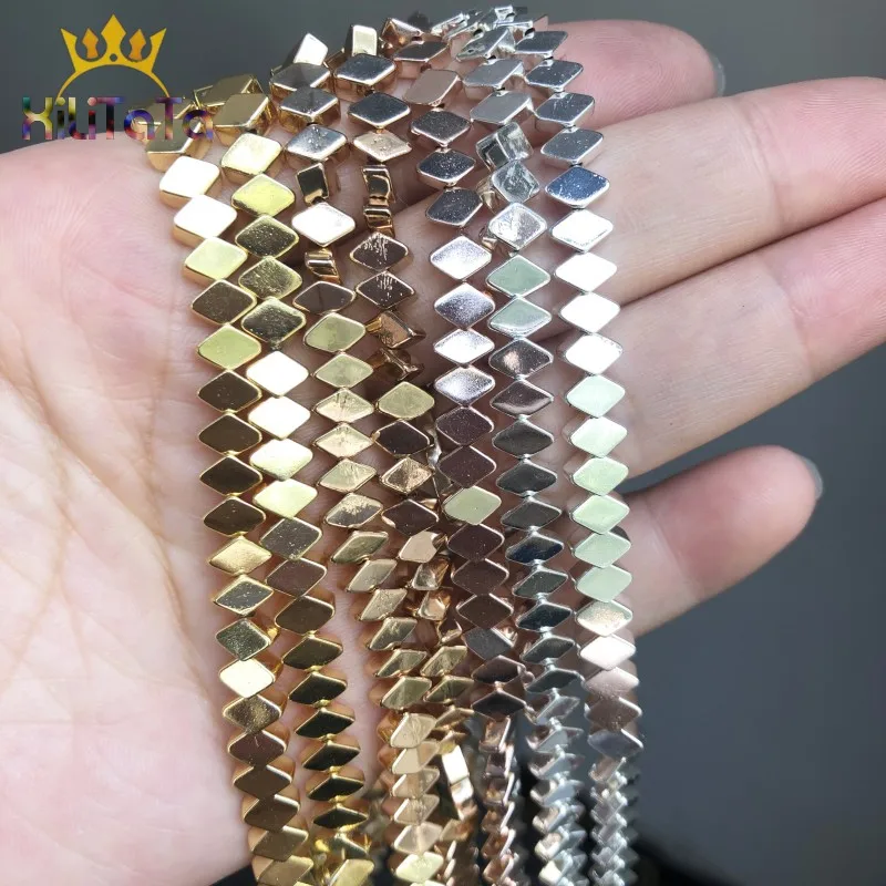 6*4 мм Ромбовидные Бусины Из Натурального Гематита цвета розового золота серебра