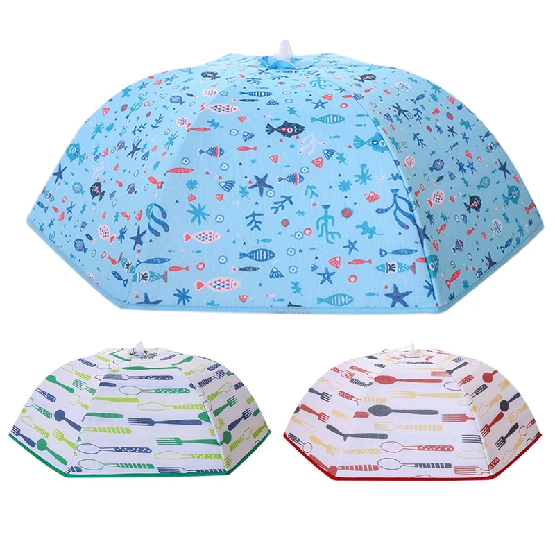 

Food Cover Large Round Aluminum Foil Insulation Folding Umbrella Dustproof Insulation Dish Cover Dining Table Cover