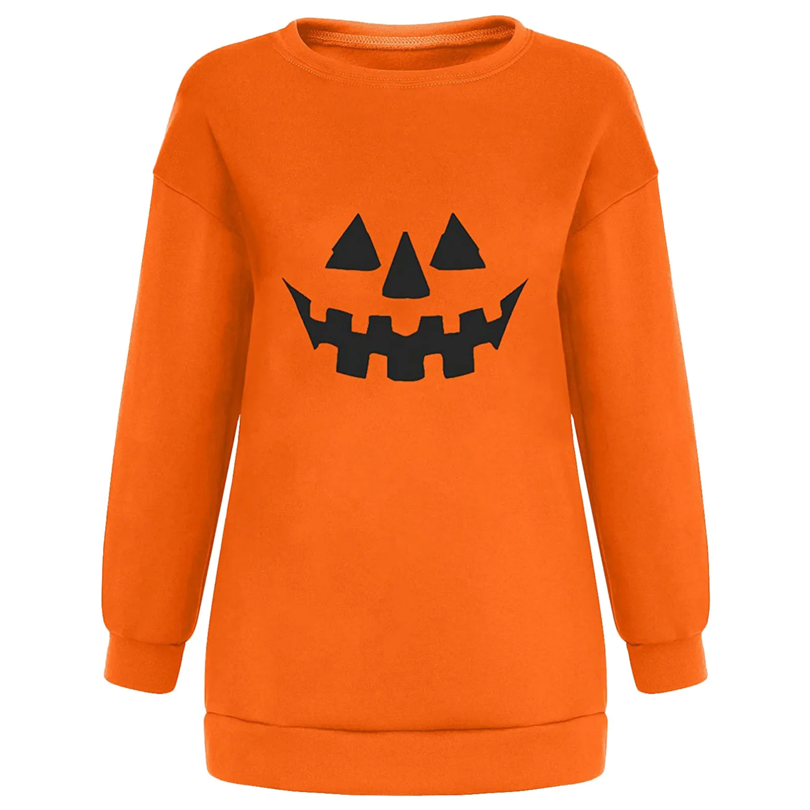 

Women Long Sleeve Ghost Face Happy Halloween Pullover Sweatshirt Top Shirt Solid Color Casual Daily All-match Girls T-shirt