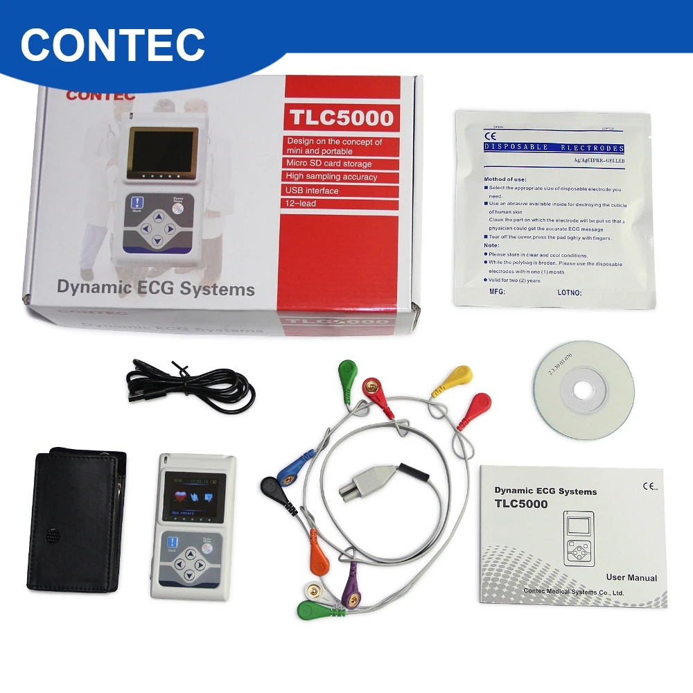 Contec Manufacturer shipping 12 Channels Contec TLC5000 Hand-held ECG/EKG Holter Monitoring Recorder System CE FDA Certified