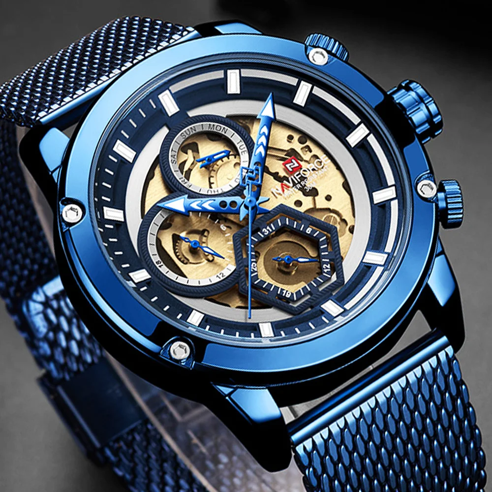 NAVIFORCE 9167 мужские часы Топ люксовый бренд Мужские Военные Спортивные кварцевые