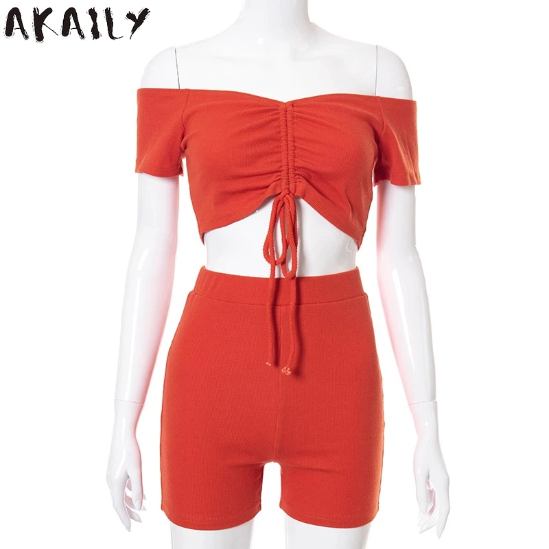 Уличная одежда Akaily однотонные комплекты из 2 предметов на шнуровке женская