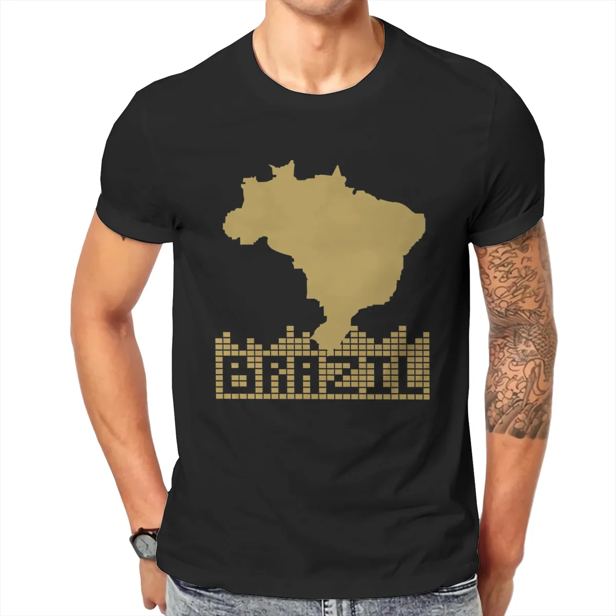 

Brazil map Brazil Brasil T shirt Men T shirt summer T-shirt