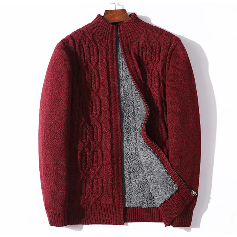 

Men's winter sweater, cardigan high-necked warm cashmere wool thickened men's plus size cardigan