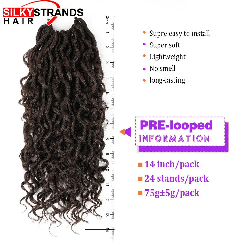 24 пряди эффектом деграде (переход от темного к богиня река Locs наращенные волосы