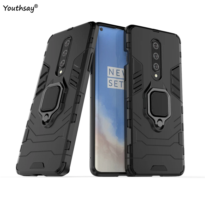

Protective Case For Oneplus 8 Case For Oneplus 8 Cover Armor Hard Robot Silicone Shell Fundas Finger Ring Cover For Oneplus 8