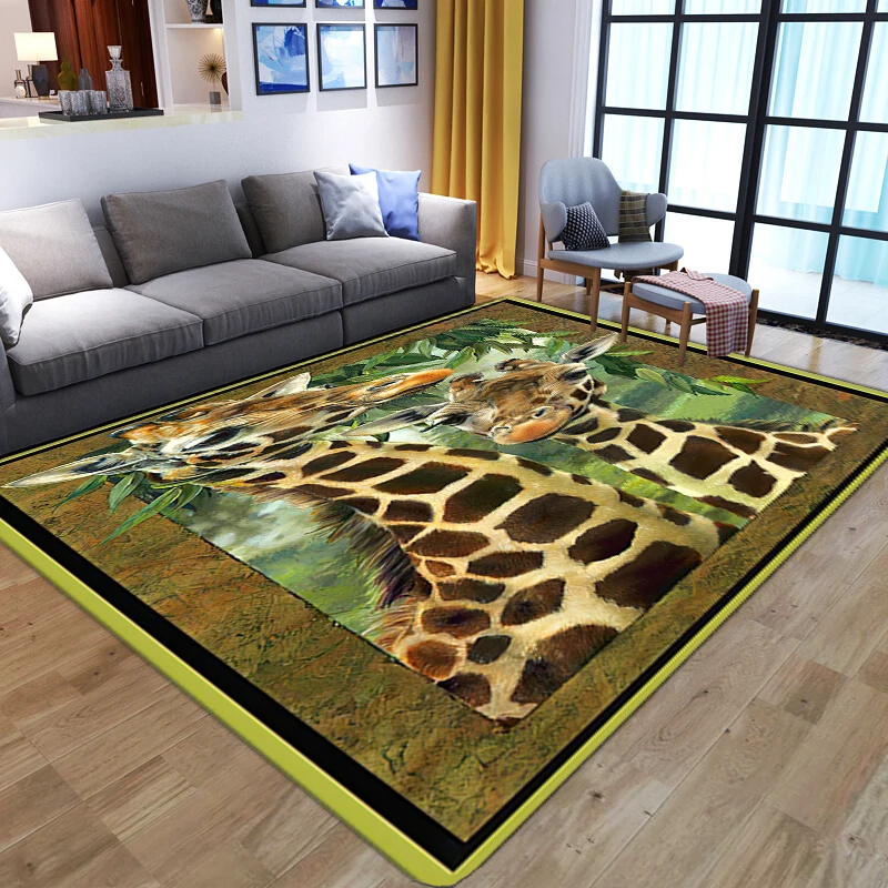 

Vivid giraffe print Large Carpets For home Living Room Realistic Animal play area Rug Bedroom Soft Sponge Bath Kitchen Floor Mat