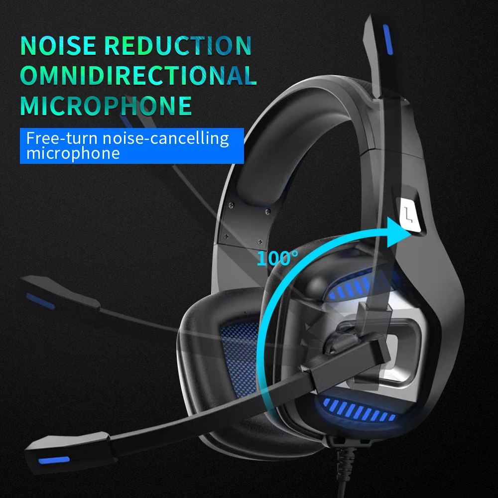 

Deep Bass Stereo Led Light Gaming Headphones for PS4 PS5 Fifa 21 Xbox Laptop PC Gamer Headsets Noise Reducetion Headset Mic