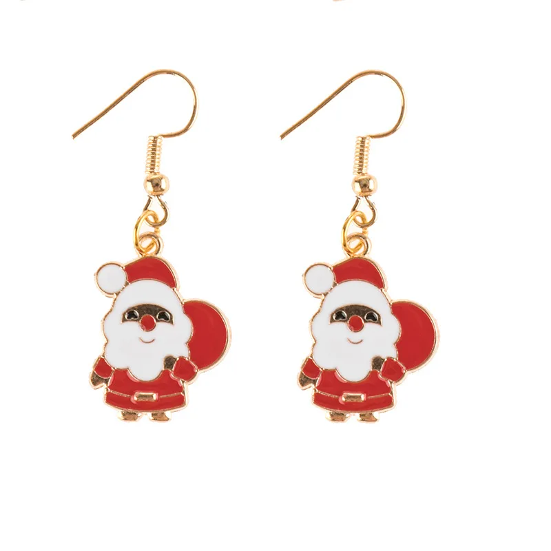 Эмалированные рождественские висячие серьги простые носки Санта-Клауса лось