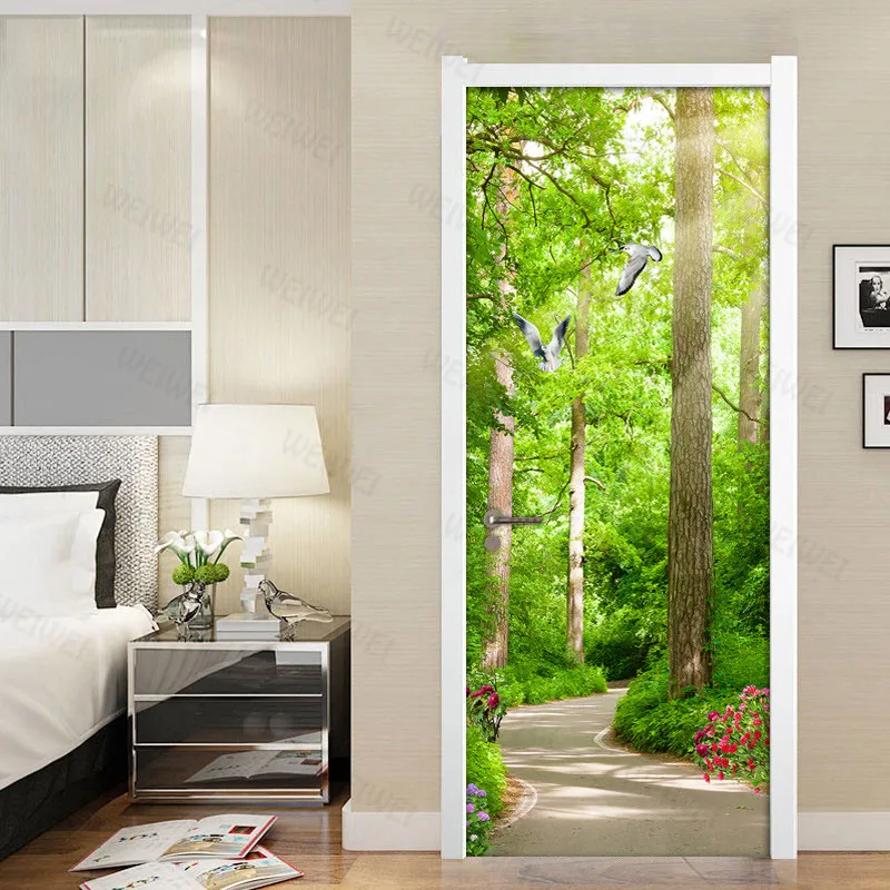 Лес небольшой дорожный природа пейзаж настенная Водонепроницаемый