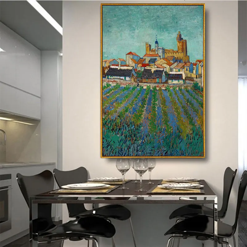 Van Gogh Wheat Field Landscape Canvas Painting Green Ldyllic Scenery Wall Art Posters Famous Oil for Living Room Décor2