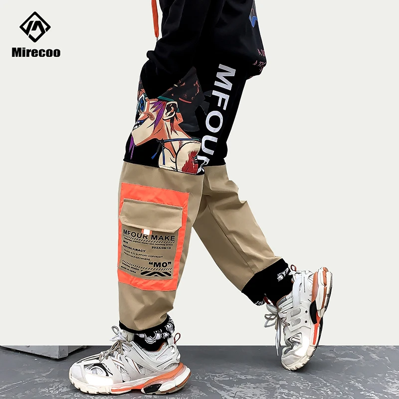 Штаны шаровары для бега с мультипликационным принтом в стиле Харадзюку