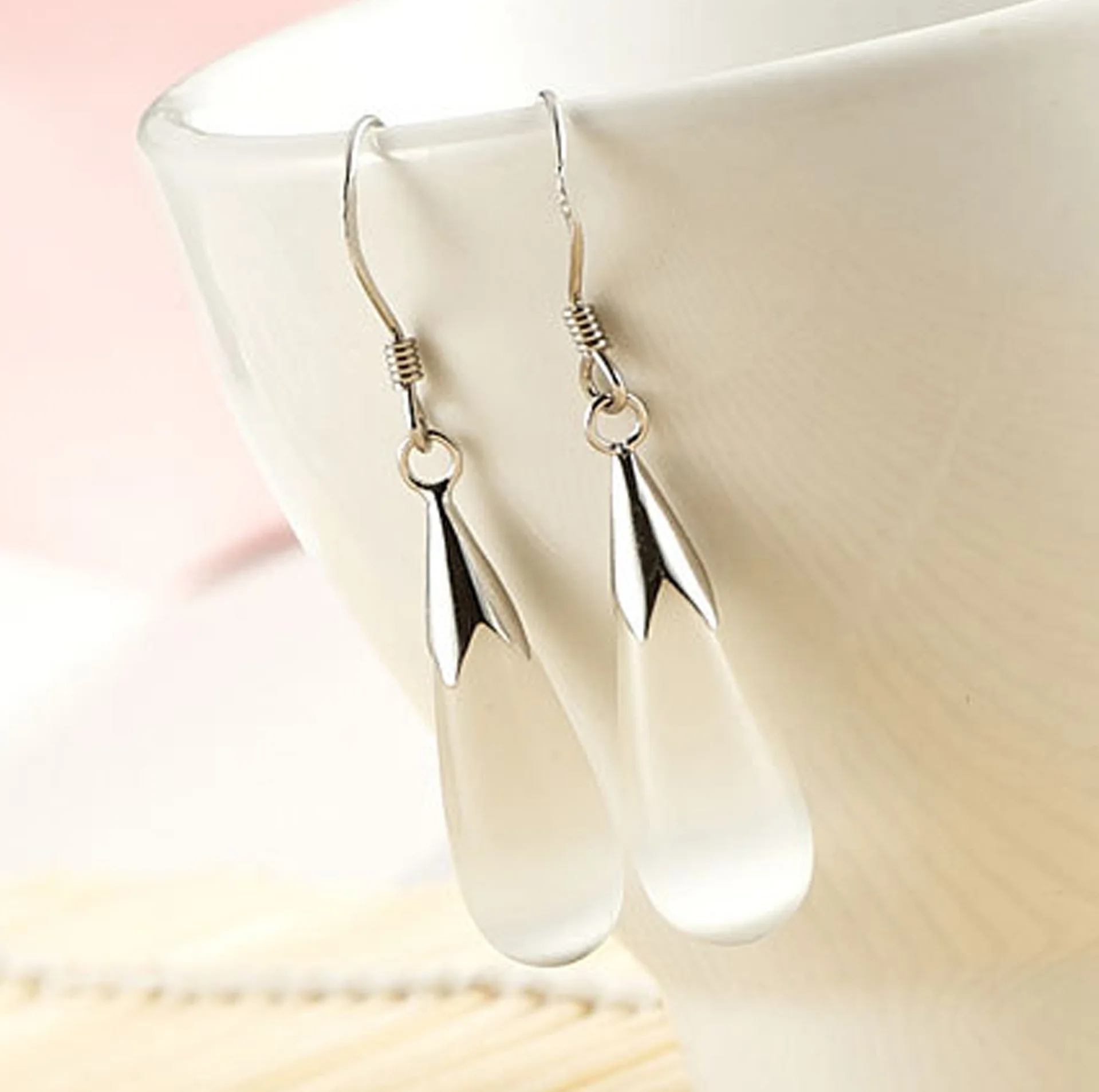 

New 925 Sterling Silver Opal Drops Pendant Earrings For Woman Wedding Engagement Fashion Party Charm Jewelry Gift