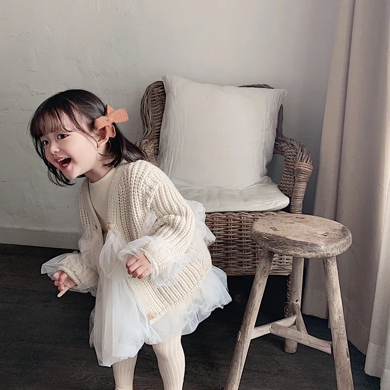 Autumn cute baby girls fashion mesh patchwork princess dress kids long sleeve Ball Gown children party dresses | Детская одежда и