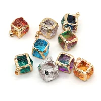 fine natural stone pendants square crystal charms for jewelry making diy women earring necklace reiki heal gifts