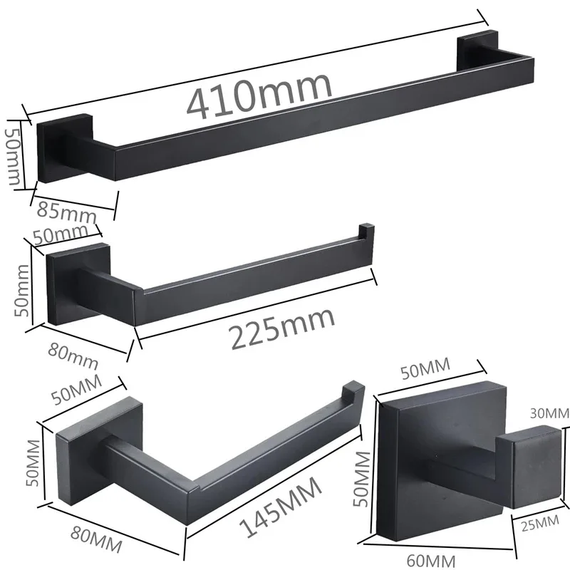 Набор аксессуаров для ванной комнаты черный набор из нержавеющей стали полка