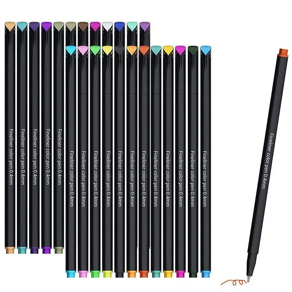 

Mini 12/24Pcs Fineliner Brush Pen Set Micron Graffiti Art Marker Drawing Color Pen Liner Caligraphy Finecolour Pencil Stationery