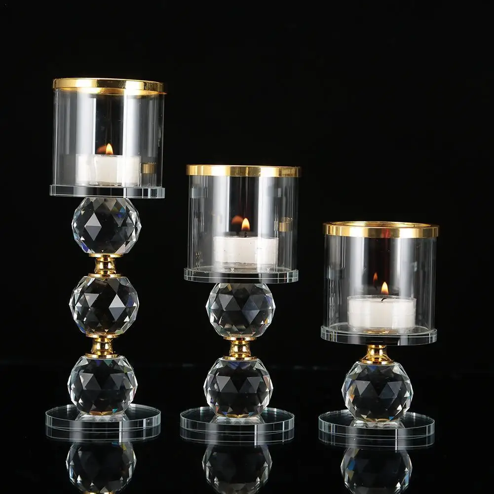 

Crystal Candle Holders Tabletop Candlestick Shining European Decorative Stand For Decor Wedding Party Table Ornaments