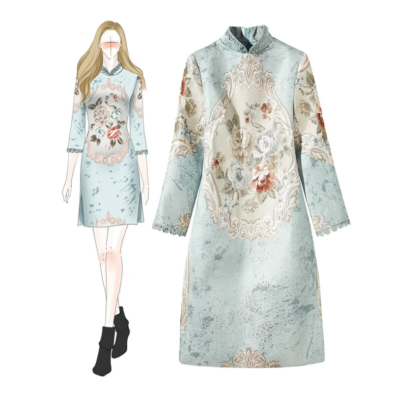 Китайский Ципао размера плюс 2XL классическое женское атласное платье с вышивкой