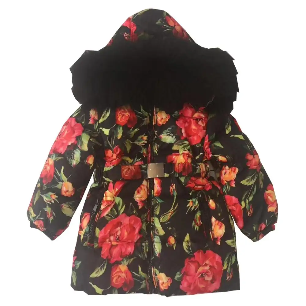 Пуховик для девочек детская зимняя пуховая куртка с цветами детское пуховое
