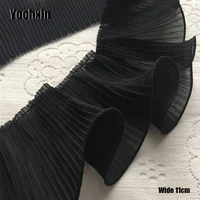 11cm wide hot cotton embroidered white black flower lace fabric dubai sewing diy trim ruffle applique ribbon collar dress decor