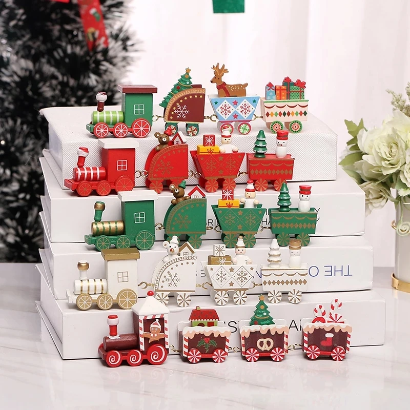 

Merry Christmas Wooden Train Ornament Christmas Decoration for Home Santa Claus Gift Natal Navidad Noel 2022 New Year Xmas Decor
