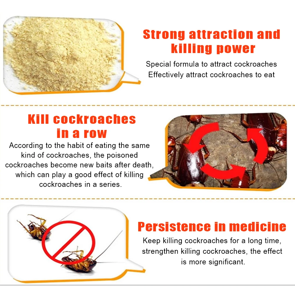 

50pcs Effective Repellent Powder Indoor Box Bed Safety Killing Cockroach Bait Powerful Pest Control Office Kitchen Bedroom Home