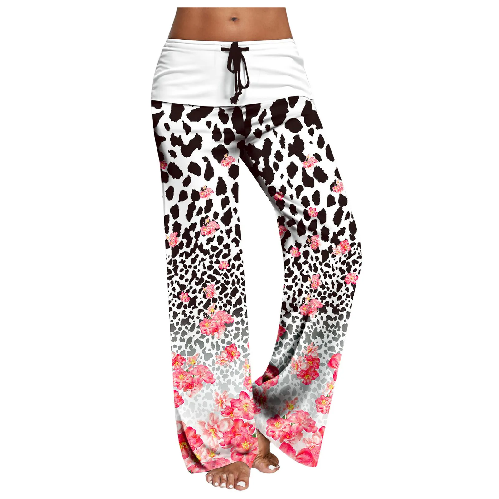 

Новые модные удобные женские широкие свободные штаны для йоги с высокой талией и принтом женские повседневные брюки для женщин