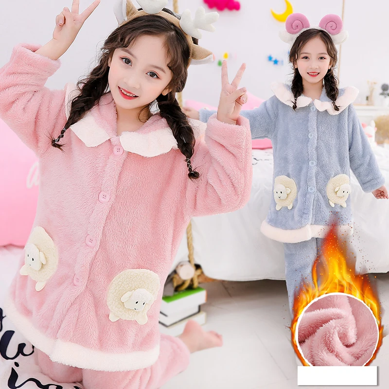 Комплект детской одежды для сна зима 2020 Фланелевая пижама с капюшоном и рисунком