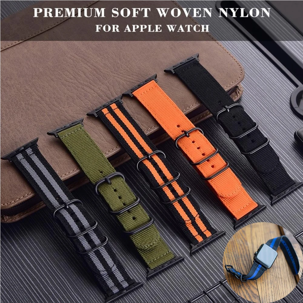 

Nylon Fabric watch band for apple watch 38mm 42mm strap soft watch loop for iwatch 7 6 5 4 3 2 1 watchband for iwatch bracelet