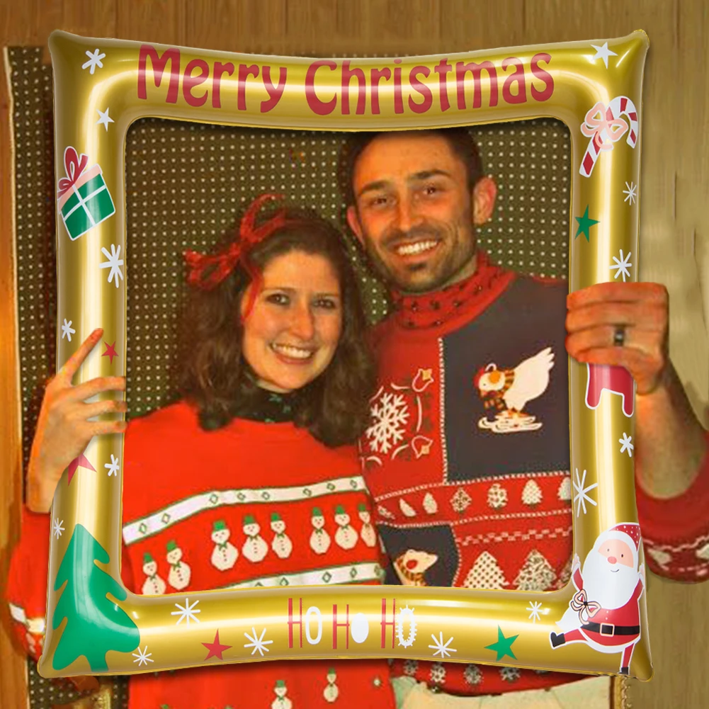 

Christmas Photo Booth Frame Inflatable Selfie Picture Frame Christmas Party Decoration Favor Supplies New Year Xmas Decor