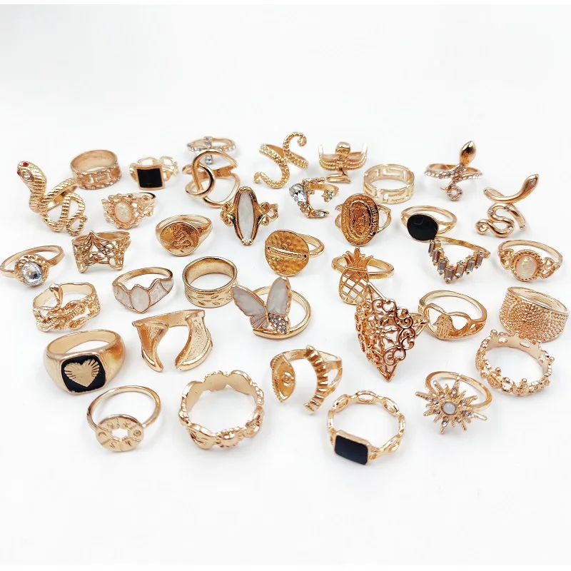 50 шт. / Партия ретро в форме сердца бабочка корона кольцо со стразами женское
