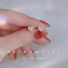 Женские серьги-гвоздики в форме сердца, с кристаллом из циркония