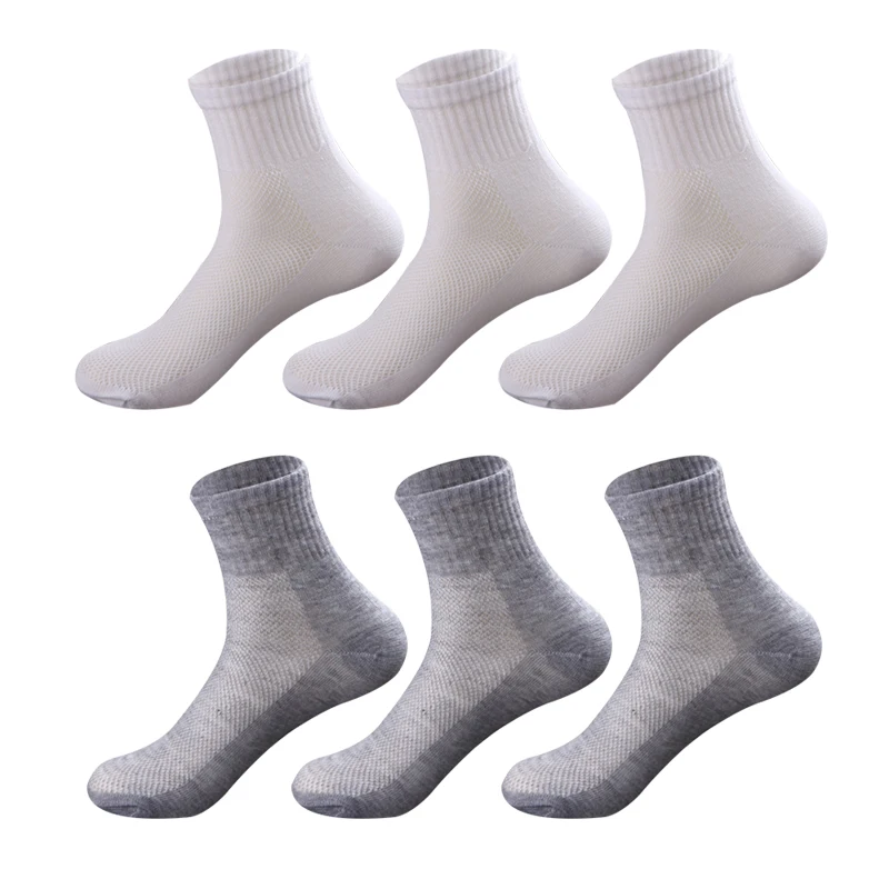 

12Pcs/6Pair High Quality Breathable Short Socks for Women Men Solid Comfortable White Black Gray Colors Unisex Cotton Socks