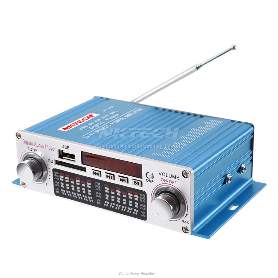 NKTECH HY-602 Автомобильный цифровой плеер аудио усилитель мощности 2CH 20 Вт RMS DSP Hi-Fi стерео TF USB FM DVD MP3 ИК пульт дистанционного управления громкостью звука для дома
