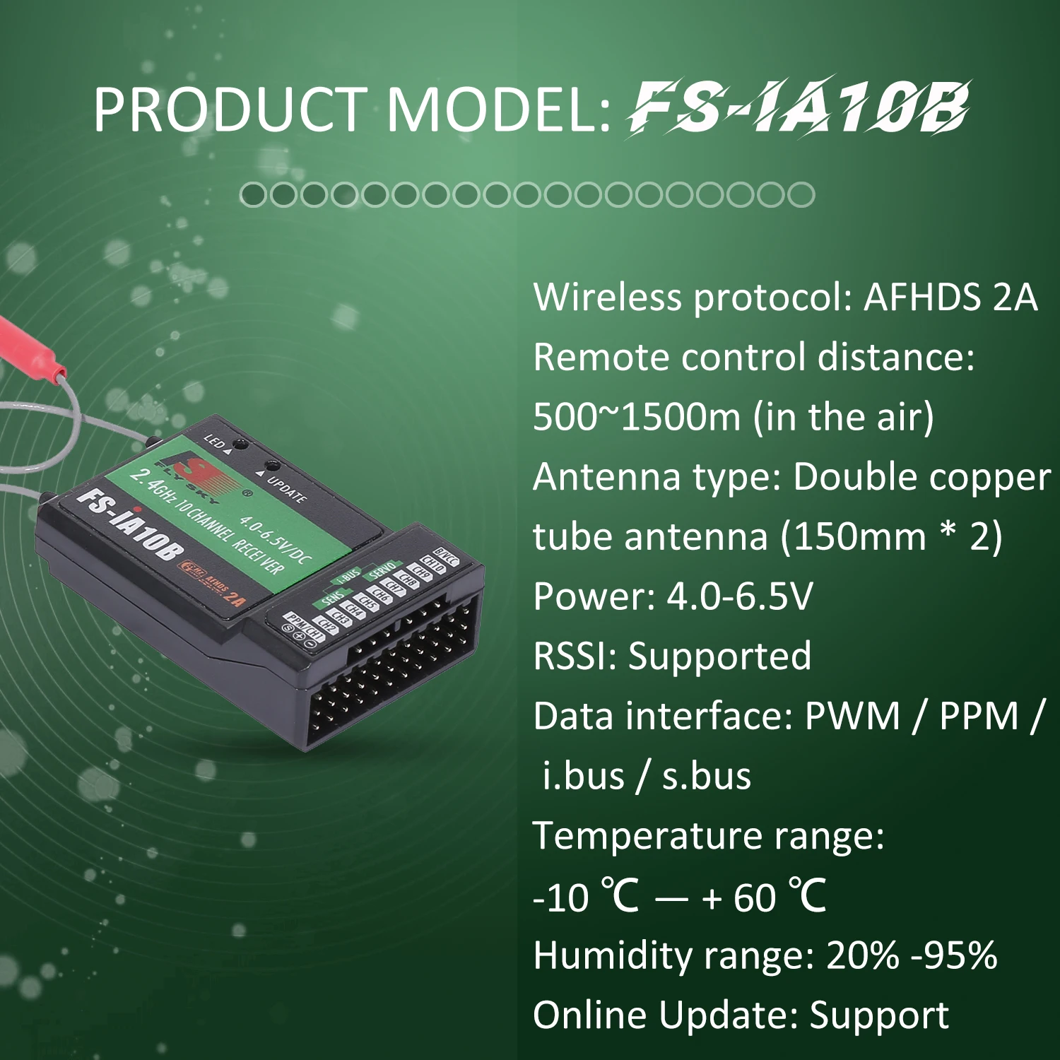 

Flysky FS-iA10B Receiver 2.4G 10CH for Flysky FS-i6 FS-i6S FS-i10 Transmitter RC Parts Accessories