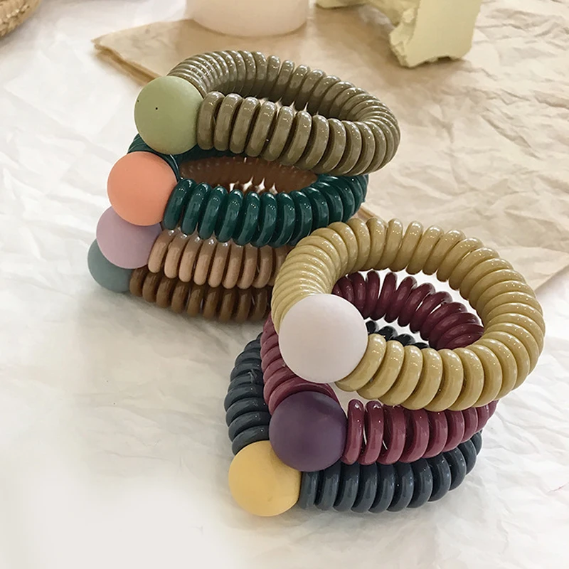 1 шт. милые резинки для волос с телефонным проводом конского хвоста женские