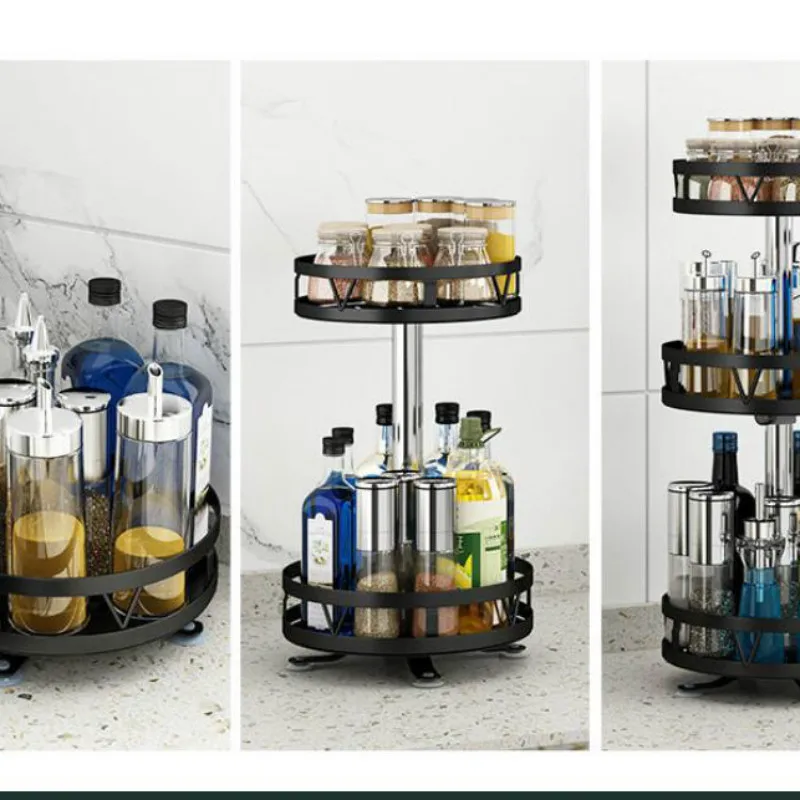 

Kitchenware Shelf Rotating Multi-layer Multi-function Spice Box Condiment Toilet Makeup Super Load-bearing Storage Shelf G8050
