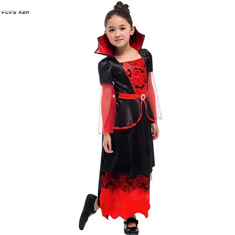 

Girls Halloween Vampire Costumes Kids Children Sorceress Scary Cosplay Carnival Purim Parade Masquerade Role Play Party Dress