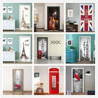 Самоклеящиеся обои в британском стиле с изображением известных живописных зон на дверь, природный ландшафт, съемные наклейки для украшения двери, гостиной