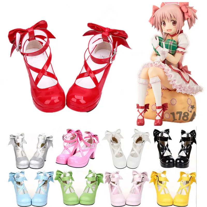 Аниме Puella Magi Madoka Magica Kaname Lolita Платформа туфли-лодочки на высоком каблуке косплей