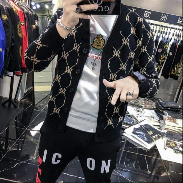 

Men's coat, social network red, the same sweater, autumn and winter Korean versatile V-neck knitted cardigan, fashionable and sl