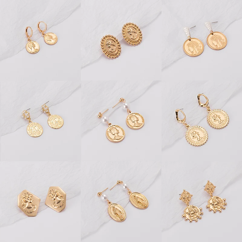 

New Vintage Simple Gold Metal Drop Earrings For Women Statement Geometry Round Earrings 2021 Trend Fashion Jewelry Bohemia Gift